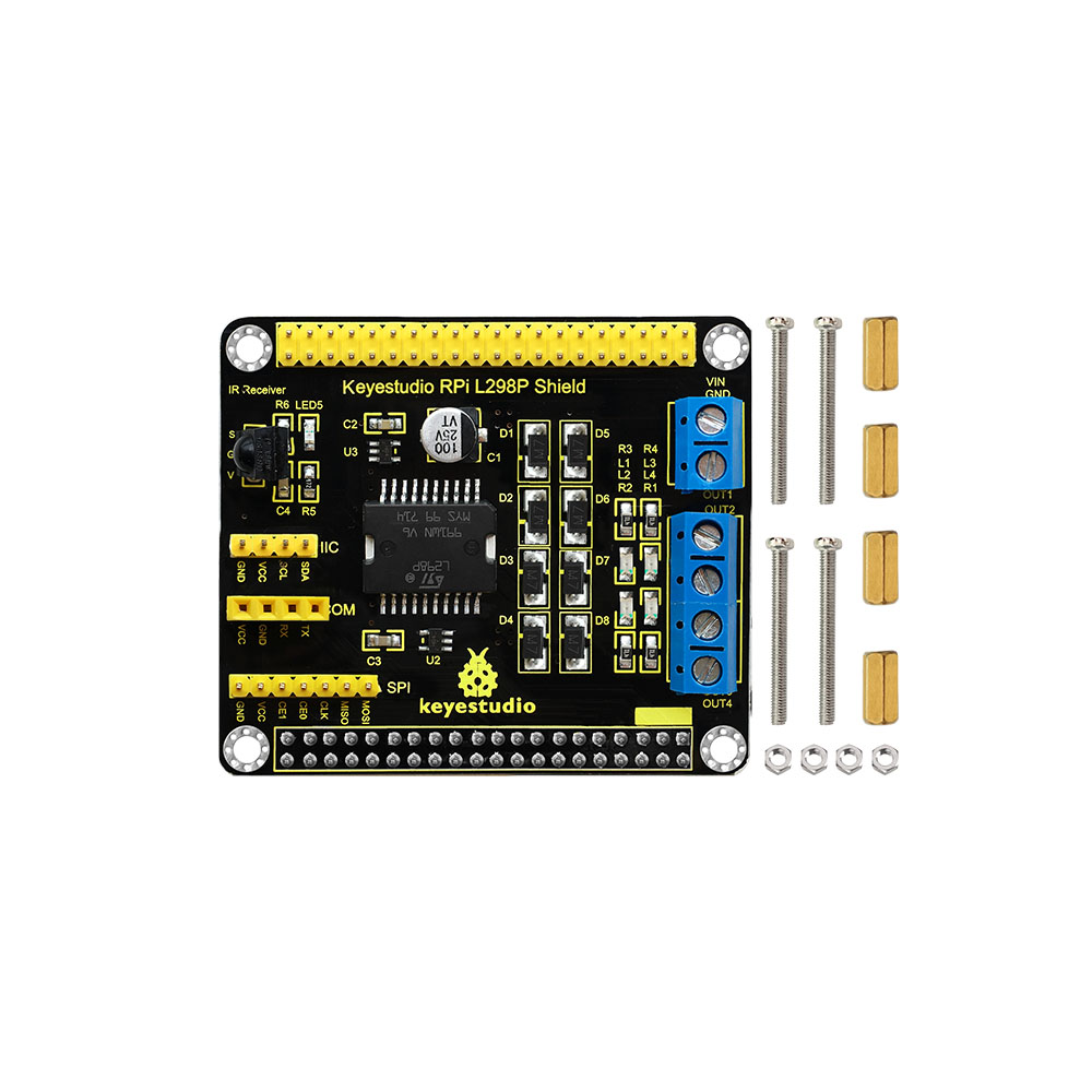 Details about   KEYESTUDIO For Raspberry Pi L298P Motor Driver Shield GPIO Connectors Model And 