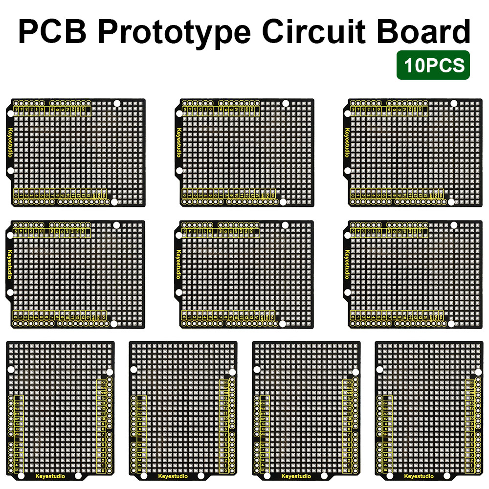 KEYESTUDIO 10 PCS PCB Board Prototype Kit Arduino Uno R3 Board Double Sided PCB Prototype Board Arduino Projects 