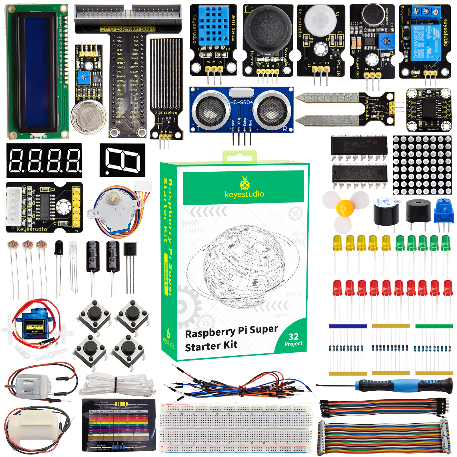 Keyestudio Raspberry Pi 4B Super Starter Kit Python Programming Kit(NO RPI  Board )