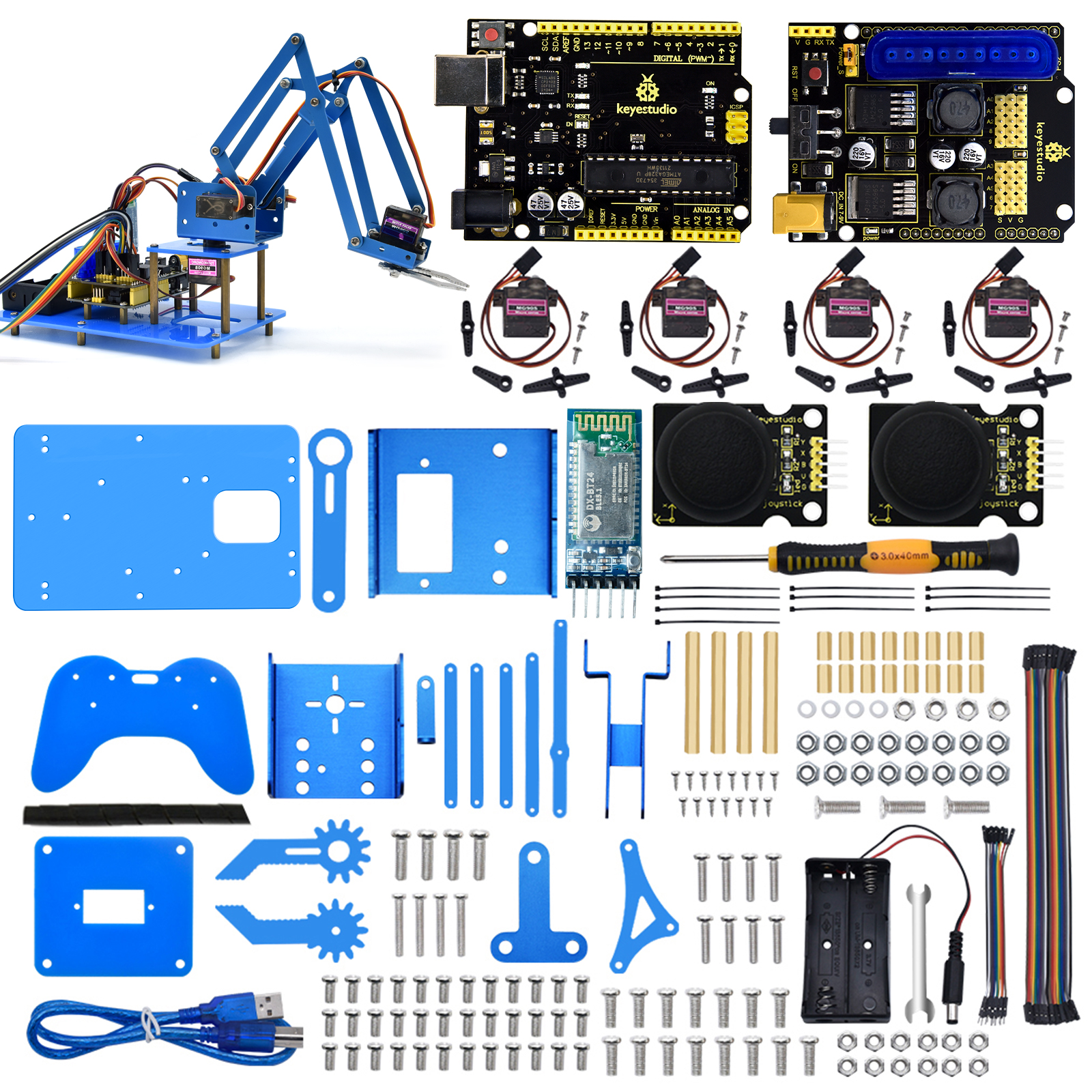 skære regering lava Keyestudio 4DF Mechanical PS2 Joystick Metallic Robot Arm Learning Starter  Kit V2.0 for Arduino DIY