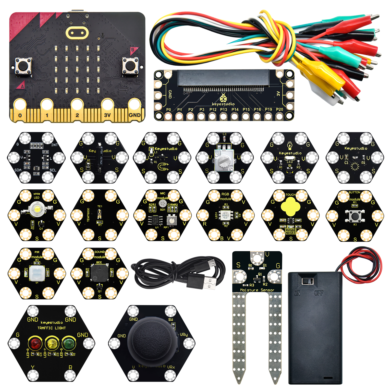 KEYESTUDIO for BBC Micro bit Starter Kit Honeycomb Smart Wearable Coding Kit for Microbit 