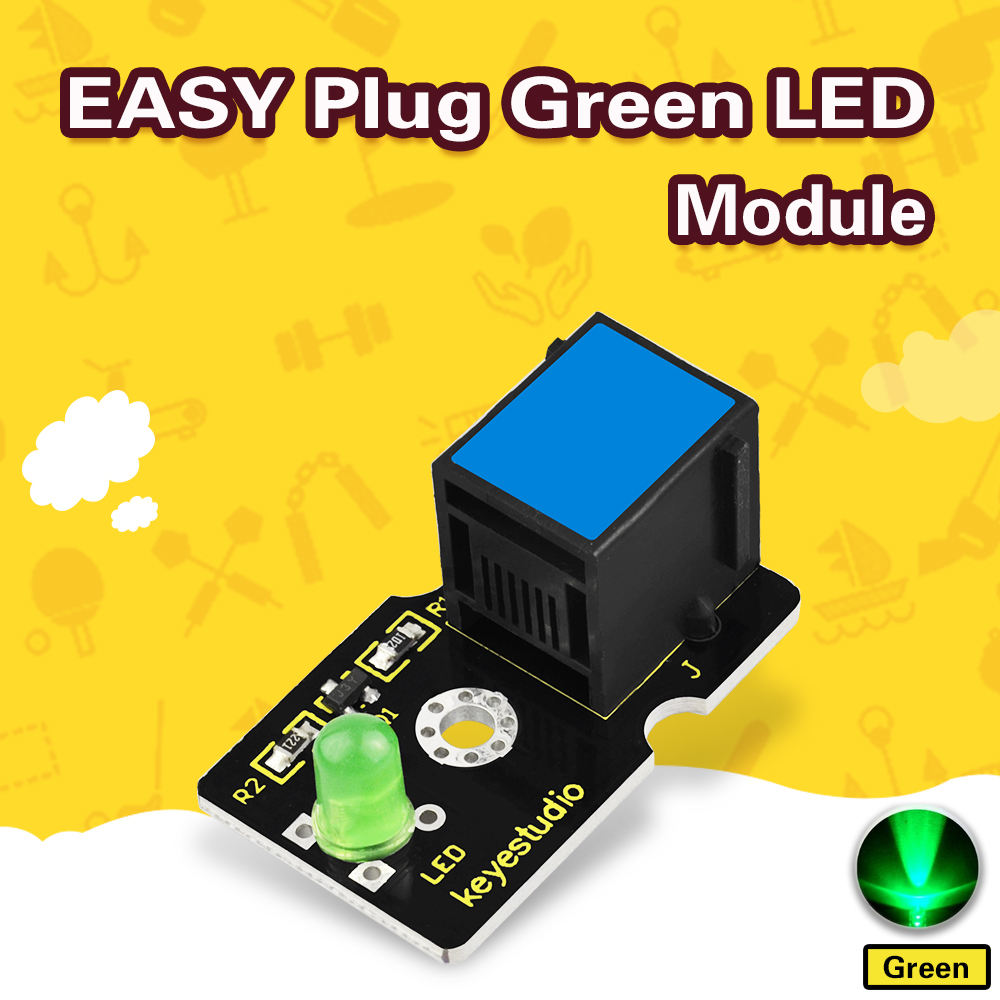 Keyestudio RJ11 EASY plug Green LED Module (GREEN)for Arduino STEM