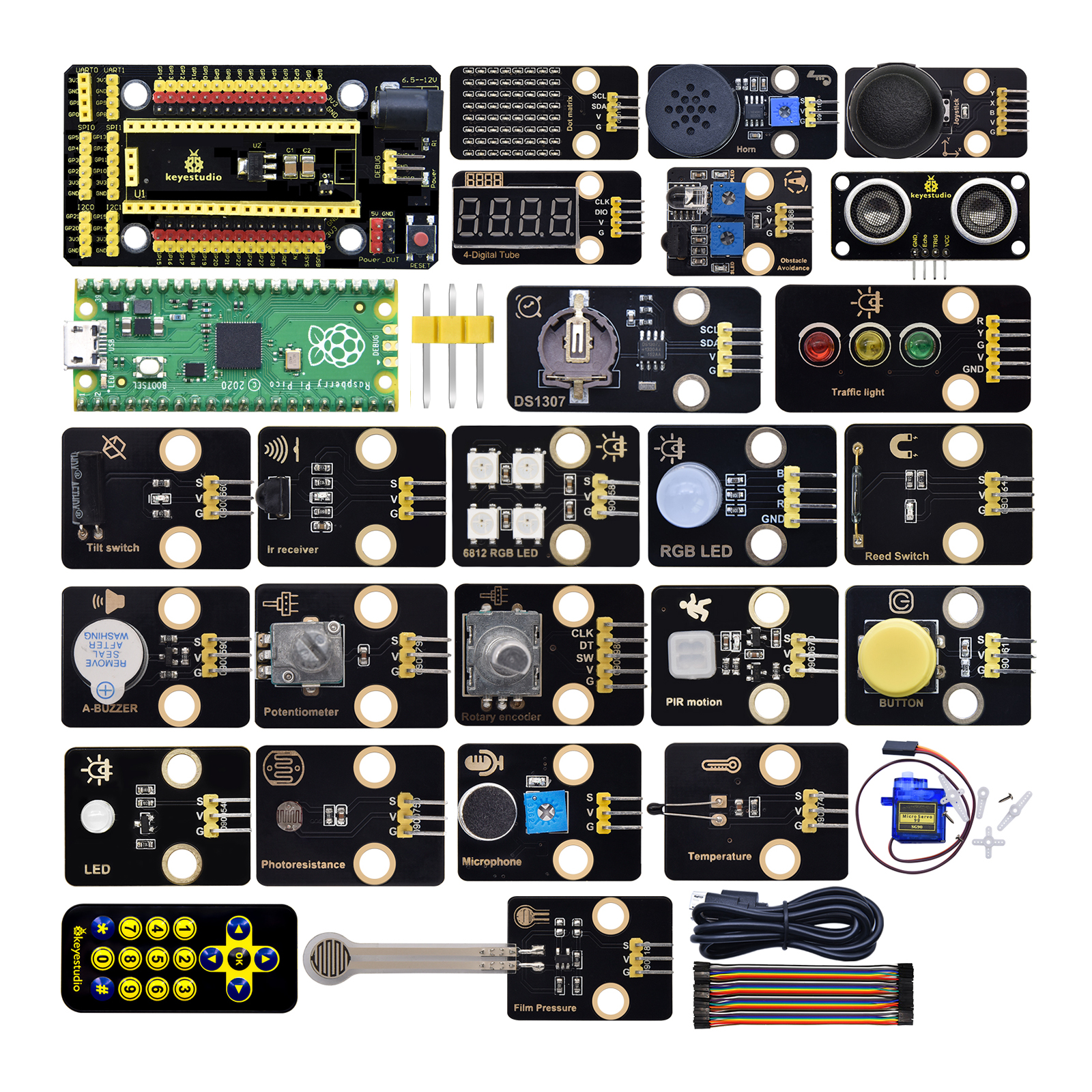 Keyestudio Raspberry Pi Pico 24 in 1 Sensor Starter Kit DIY Kit Electronics For Python Programming