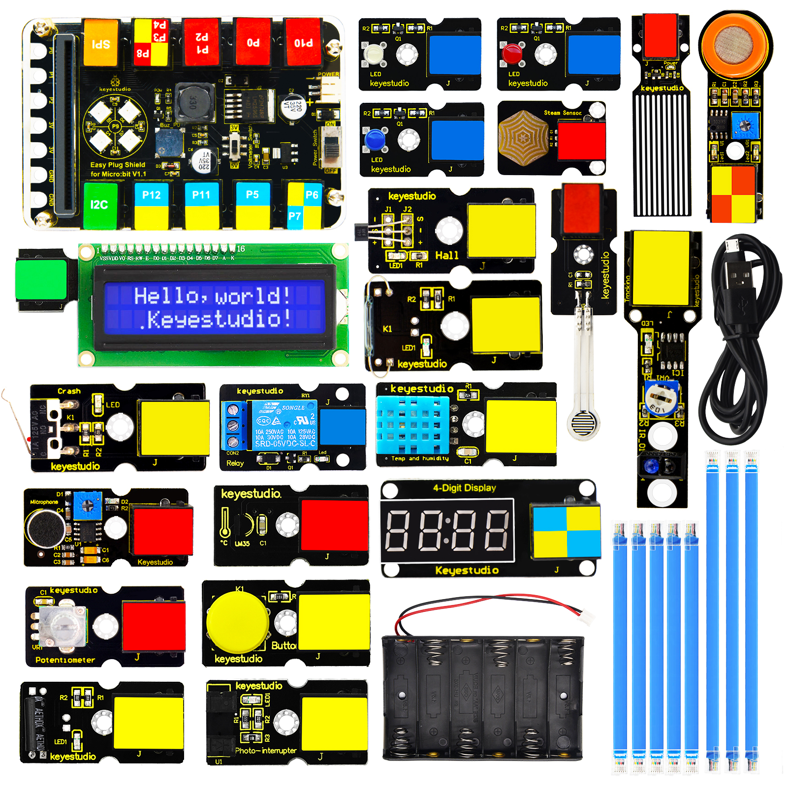 Keyestudio EASY PLUG Microbit V2 Super Starter Kit Makecode Programming ...