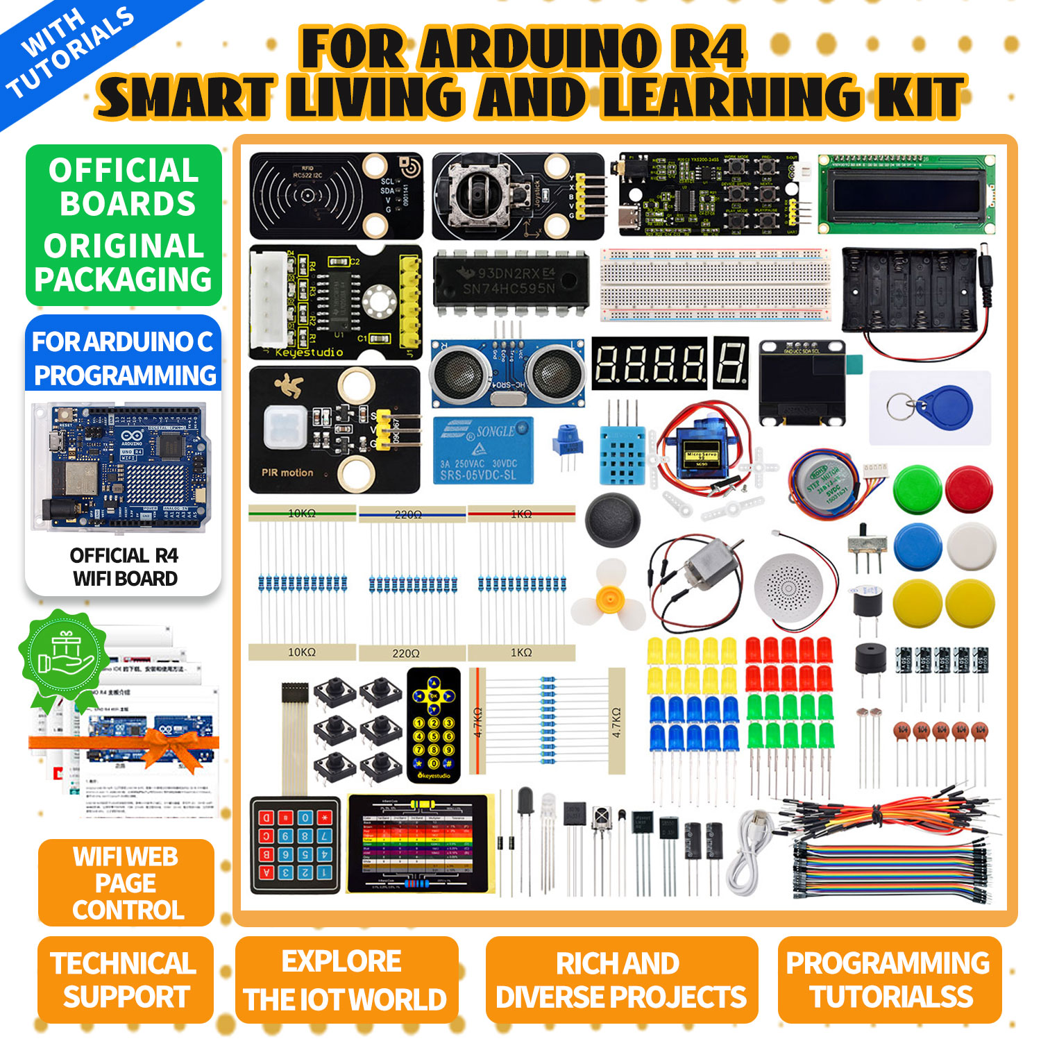 Keyestudio IOT Smart Living Learning Kit with Original Arduino Uno R4 ...